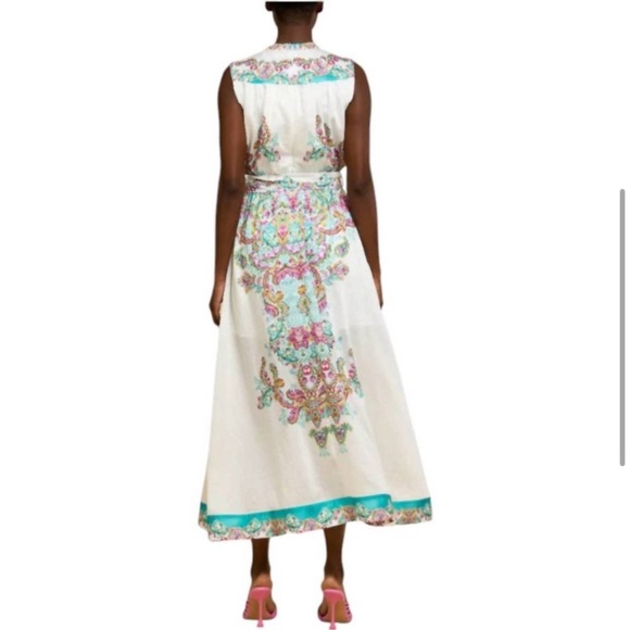 Ciebon Aloia soft tencel midi dress in pastel watercolor paisley print. XS - Picture 4 of 12